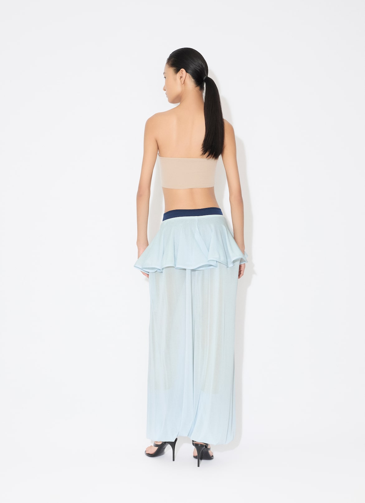 KNIT PEPLUM PANTS ALAÏA LIGHT GREEN KNIT PEPLUM PANTS